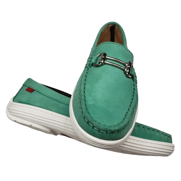 Marc Joseph | NIB Lexington Turquoise Nobuck Preppy Leather Loafer Girl's 2.5 - Picture 8 of 14